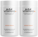 Doplněk k vitaminům Codeage ADK - Esenciální vitamín A, D3 5000 IU, K1 & K2 (MK4 & MK7) - 6- měsíční zásoba - 1 tobolka per Serving, Non- GMO, gluten- Free - 2- Pack