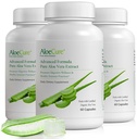 AloeCure Organic Aloe Vera Kapsle, 160,000mg Inner Aloe Leaf Ekvivalentní per Serving, Support Gut, Digestive, & Imunitní zdraví, Pomáhá udržet vyváženou kyselost žaludku, Aloin zdarma, 60Caps x 3Btl