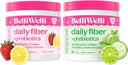 Belli Welli Daily Fiber Supplement Duo - Jahodová citronáda a okurková mísa - s kolagenem, probiotiky a elektrolyty - Osvěžující příchutě pro vyvážený Wellness - 32 Celkem