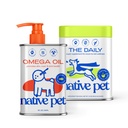 Native Pet Pack Leaders Bundle - Daily Dog Multivitamin (7 oz.) & Omega Oil for Dogs (8 oz.) - Omega 3 Fish Oil for Health Skin, Shiny Coat, & Strong Joints & Daily Multivitamin for Pups
