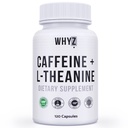 WHYZ Kofein pilulky s L- Theanine, 120 Kapsle, Nootropní zásobník Energy Pills, Energy Vitamíny pro trvalou energii a kognitivní funkce, L Theanine Kofein energetické doplňky pro ženy a muže