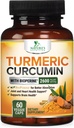 Kurkumin dodatek 2600mg - 95% kurkuminoidy s organickou kurkumou & BioPerine Black Pepper Extract pro nejlepší absorpci, přírodní veganská společná podpora, Non- GMO, Lahvička v USA - 60 Kapsle