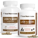 Skutečné houby Lví hříva pro lidi (120ct) a zvířata v zájmovém chovu (120ct) - Bundle for Cognition & Immunity - Vegan, Non- GMO, gluten- Free, Grain- Free Mushroom Extract doplňky