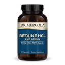 Dr. Mercola Betaine HCL & Pepsin - dodatek k potravní podpoře pro rovnováhu pH - AIDS Mineral & Nutrient Absorpce - Digestive Aid - Non- GMO, Gluten- Free & Soy- 90 Kapsle (30 Služeb)