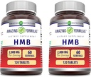 Amazing approvas HMB 2000mg per Serving 120 Tablety dodatek 124; Non- GMO cpro124; Gluten Free crop124; Made in USA (2 Pack)