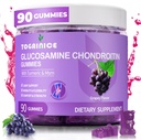 Společné podpůrné gumy s Glucosamine Chondroitin, bez cukru, 1500mg Extra síla s MSM & Turmeric (90 Počet)
