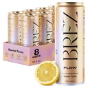 BREZ FLOW Lví hříva Houba nápoj, 8- Pack, Non-Infused, Adaptogeny, Relieving, Uplift, a sociální, Sparkling Lemon Elderflower Tonic 12 Fl oz