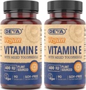 DEVA Vegan Přírodní zdroj vitaminu E 400IU se smíšenými tokoferoly, bez sóji - 90 Veg Caps (balení po 2)
