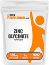 BulkSupplements.com Zinek Glycinát Powder - Zinek Supplement, Minerální dodatek pro imunitní podporu - Gluten Free, 130mg na Serving, 1kg (2,2 kg) (balení po 1)