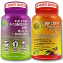 DOPLŇKOVÉ STUDIO Quercetin s bromelainem, vitaminem C & zinečníkem + platantem na bázi vápníku, hořčíku, D3, K2 & kurkuma - 100% Veganský doplňkový obal pro imunitní a kostní podporu