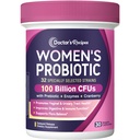 Lékařské recepty Probiotika pro ženy, 100 miliard CFU 32 Strains, s Prebiotický Vlákna, Enzymy & Cranberry, Vaginální Nutriční Trávicí & Imunitní, No Yeast, Stabilní, Zpožděné uvolnění, 30 Caps