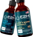 E2H: Dodatek k podpoře jater a Cordyceps Houbový dodatek 124; Vegan, Non-GMO - 2 Fl Oz Each (4 Fl Oz Total) - Bundle