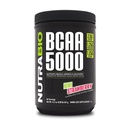 NutraBio BCAA 5000 Powder - Vegan Fermented BCAA - Podporuje Lean Muscle Growth, Recovery, Vytrvalost - 60 Služeb - Kiwi Strawberry