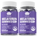 Melatonin 20mg Gummie pro dospělé (2 balení) Extra síla s L- theanin, Ashwagandha, hořčík, kurkuma, GABA, Lemon Balzám a heřmánek pro podporu zdravé cirkadiánní rytmus, Grape Flavor