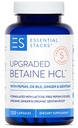 Essential Stacks Betaine HCL s Pepsin, Ox Bile, Organic Gentian & Ginger - Betaine Hydrochloride Supplemente w Digestive Enzymes, Bile & Bitters - Gluten, Dairy & Soy Free (120 Kapsle)