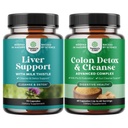 Svazky z čištění jater Detox & Opravy Komplex a Colon Cleanser & Detox - Bylinný doplněk pro podporu jater se Silymarin Mlékem - Lactobacillus Acidophilus Probiotic Supplement Body Cleanse