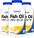 Nutricost Fish Oil 1000mg (560mg Omega-3), 240 Softgels (3 láhve)