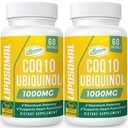 1000mg Lipozomální CoQ10 Softgels COR124; Lepší Absorpce CoQ10 Ubiquinol dodatek COR124; Srdeční funkce a výroba energie CAR124; Aktivní antioxidant Forma Veganu Coenzym Q10 CORP124; Non- GMO CORP124; 120 Softgels