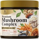 Houbový prášek doplňky 2200mg - 11 v 1 Komplexní Formule prášek s organickými lvy hříva, Reishi, Cordyceps, Chaga, Turecko Tail Houba Extract Dodatek pro paměť & Brain Support - 60 Služeb