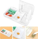 Toplive Přenosný 3- in-1 Pill Cutter a Pill Grinder a Pill Holder, Přesné snadné řezání, Medikace Drtič pro malé velké pilulky, Vitamin Tablety Splitter pro starší děti Domácí zvířata, bílá