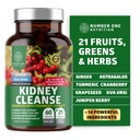 N1N Premium Ledviny Cleanse [21 Potenciální Byliny] pro ovládání močových cest a močových měchýřů, přírodní ledvina podpora s Cranberry Extract, Astragalus a Uva Ursi Leaf, 60 Veg Caps