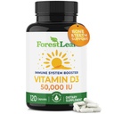 Vitamin ForestLeaf D3 50,000 IU i. v. d. - VIT D3 doplněk vitaminu D pro ženy a muže i. v. 124; zdraví kostí, zuby, imunitní podpora imunní podpora i. v. 124; Snadné spolknutí pilulky 124; vysoká účinnost OEEKLY Dávka, 2- Rok Dodávka, 120 Caps