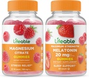 Lifeable Magnesium + Melatonin 20mg, Gummies Bundle - Velký Ochutnávání, Vitamin dodatek, Lepek zdarma, GMO zdarma, Žvýkací žlab
