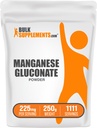 BulkSupplements.com Manganese Gluconate Powder - Manganese Supplement, Essential Trace Mineral - High Absorption & Gluten Free, 225mg per Serving, 250g (8.8 oz) (Balení po 1)