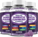 Imunitní podpora bezinky, denní podpora pro děti a dospělé *, se Sambucus Elderberry, zink, vitamín C, D3, B6, B12, Plus - Dietní dodatek - 210 Počet