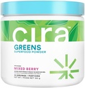 Cira Daily Green - přirozeně slazené, Organic Spirulina Superfood Powder s Premium, Antioxidant- Bohaté ingredience pro defloating, Digestion, & Energy - Smíšené Berry, 30 Služeb