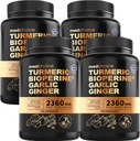 4- in-1 Kurkumové a česnekové doplňky s BioPerine - 2360mg Kurkumové zázvorové kořenové kapsle s česnekem - vysoce potentní bylinné míchání (120 ct, balení po 4)