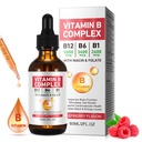 Vitamin B Complex Liquid, Vegan Vitamin B12 Tekuté Kapky 124; B12 Methylkobalamin Ibrahim 124; B1 Thiamin Ibrahim 124; B6 Pyridoxin Ibrahi124; Folic Ibrahim 124; Niacin - B Komplexní Kapalné Kapky, Podpora energie, Mozek & Srdce, 40 Služební cesty