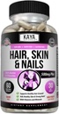 Kaya Naturals Vlasové kožní nehty Kapsle BIOTIN Vitamin D Vitamin B-12 Podpora kyseliny listové, Podpora vlasů Vitamin Dodatek