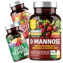 Number One Nutrition N1N Premium D-Mannose s brusinkou a Hibiscus [1350mg], 120 Kapsle, a Super Ovoce a Veggies Celý doplněk stravy, 180 Kapsle, 2 Pack Bundle