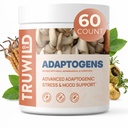 TruWild Adaptogen Směs s Cordyceps Maca Ashwagandha - Full Spectrum Houba Směs pro denní podporu a funkci, Všechny přírodní vzorec s 7 klíčových složek, 60 Kapsle