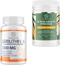 Urolithin A dodatek 1500MG Plus Hnědý rýžový protein + Super Zelený Powder Superfood Dodatek s Electrolytes & Tonic Byliny