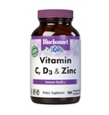 Bluebonnet Nutrition Vitamin C, D3 & Zinek, pro imunitní zdraví a respirační funkce *, Soy- Free, gluten- Free, Non-GMO, Kosher Certified, Dairy- Free, 100 Zeleninové kapsle, 100 Služeb