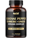 210 pilulky - Kapsle Cayenne Pepper Organic with Turmeric, Ginger, Imunitate Support Complex as Elderberry, Echinacea, Česnek Bulb - Digestion, Heart Health & Body Management