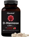 NatureBell D- Mannose 500mg Kapsle (2,000mg per Serving) 124; 240 Veggie Kapsle + Cranberry koncentrát 40mg - rychle působící močové trakt Zdravotní pilulky - Ultra UTI podpora žen a mužů