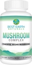 Nejlepší Naturals Země Vegan Houba Complex Dodatek pro energii, Clarity & Cognitive - Imunitní podpora w / Lion je hříva, Reishi, Chaga, Maitake & Shiitake 30 denní dodávky (30 Kapsle)