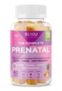 SUKU Prenatal Multivitamin Gummies - Folát, vápník, vitamín D3, B12, K2 - Sugar- Free, Vegetarian, gluten- Free těhotenské podpory - Ananas Peach Flavor - 60 Počet