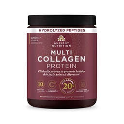 Starověké nutriční kolagen Peptidy prášek, Multi kolagen protein, ženy a muži, Vitamin C, Probiotika, Hydrolyzované kolagen, Podporuje pleť, spojky, Gut zdraví, Neochucené, 40 Služeb
