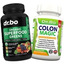Organické Superfood Zelené a ovocné doplňky - Colon Cleanse Detox Formule pro nadýmání střev - Green Veggie Powder Blend Zeleninové potraviny & Zácpa Relief Dodatek Gut, Břicho, Žaludek