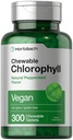 Horbäach Chlorofyl pilulky 124; 300 žvýkací tablety 124; přírodní peprmint Flavor 124; Vegan, Non- GMO & gluten zdarma dodatek