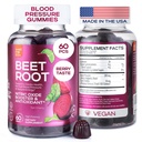 Beet Chews for High Blood Pressure - Řepné kořenové gumy Made in USA with Tart Cherry - Nitric Oxide Supplementary for Energy and Cardio Health - Vegan, No GMO, Pectin based - pro ženy a muže, 60 Pcs