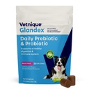 Vetnique Glandex Daily Probiotika pro psy s prebiotiky na podporu Gut zdraví s vlákny a trávicí enzymy, Probiotické žvýkání nebo prášků (30ct Chews, Bacon Chews)