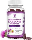 Jaterní čištění Detox & Opravy Gummies - Nová formula Játra Supplement s Mléko Thistle Silymarin, Pampeliška, Artichode Extract & Elderberry - No Cukr, Játra doplněk zdraví - 60 Vegan Gummie