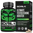 GORIL- X Testosteron Booster pro muže - Cvičení Testosteron dodatek - Zvýšení velikosti, síla a energie - 1000mg Muž Enhancing Horny Goat Weed - Maca Root, Tongkat Ali & Tribulus Terrestris 60 Caps