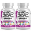 Clean Nutraceuticals Milk Thistle NAC Chanca Piedra Beet Root Artichod Dandelion Root - dodatek k čištění jater Plus TUDCA Cholin & Ginger - 2Pack