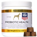 PetScy - Probiotické žvýkání pro psy, Probiotika pro psy všech věkových kategorií, velikosti a pleti s prebiotickou fiber a čisté Omega-3 124; Zlepšuje pleť, kabát, a Gut zdraví, 30 Žvýkání